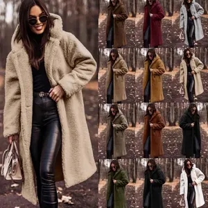 Supply Fall Winter Fashion Long Solid Color Long Sleeve Woolen Women's Coat detachable jacket windbreaker jackets