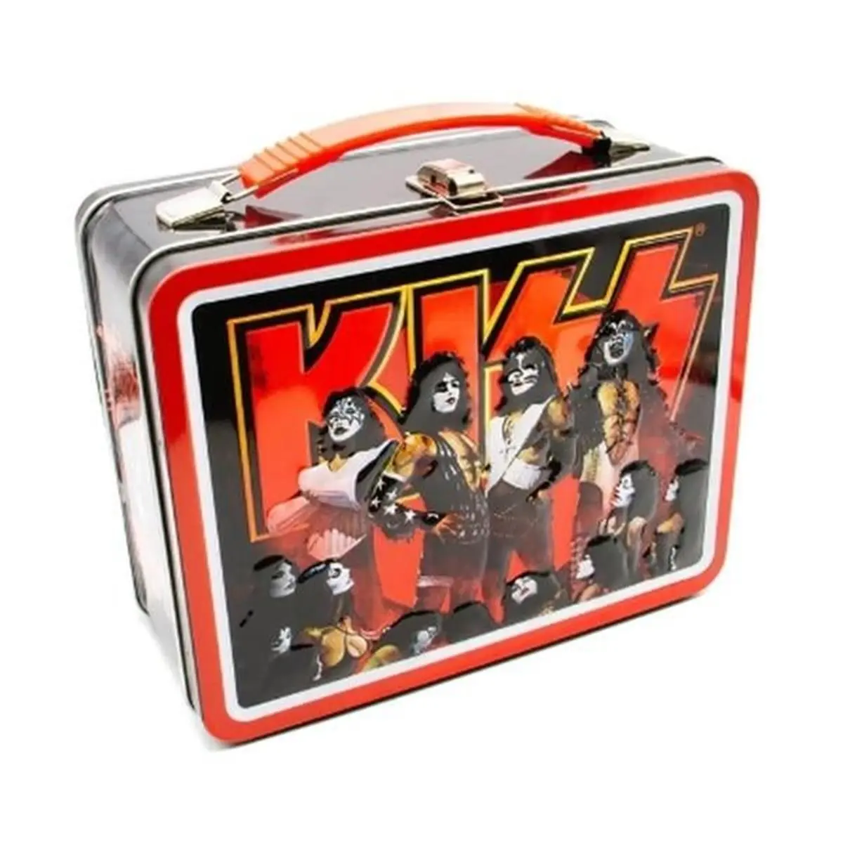 212 MAIN Rectangular Metal Lunch Box - 8.5x7.5in Sturdy Portable Kiss Theme Tin Container with Embossed Lid, Classic Container & Lid Lunch Box for Packing Meals for Kid & Husband, Kitchen Tableware Accessory, Packing Lunch For My Kid, Lunch For My Husband