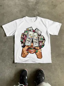 Men's Loose Fit Graphic Print T-Shirt, Casual Daily Wear, All Seasons, Unisex Youth Streetwear, Single-Sided Pattern, Casual Everyday Wear