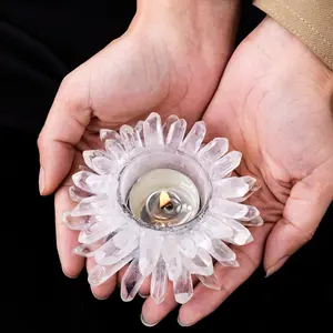 Clear Quartz Cluster Candle Holder, 1 Count Natural Crystal Candlestick, Home Decor for Candle Parties, Ornaments