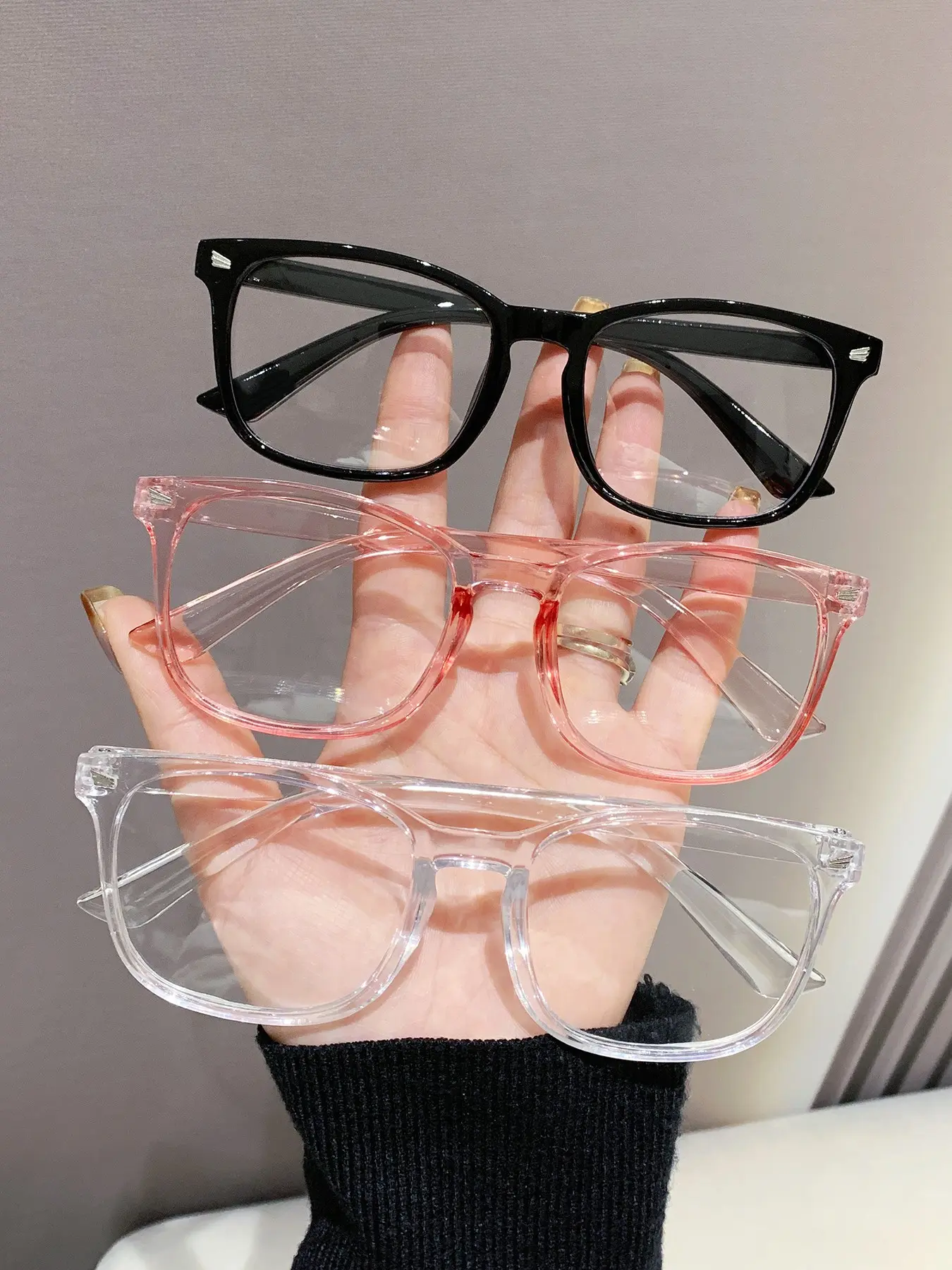 3 Pairs Unisex Blue Light Blocking Glasses, Square Frame, Casual Style, Non-Color Changing, Acetate Material, Daily Use, Blue Light Blocker