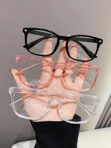 3 Pairs Unisex Blue Light Blocking Glasses, Square Frame, Casual Style, Non-Color Changing, Acetate Material, Daily Use
