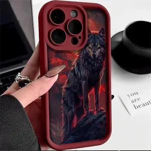 Wolf Pattern Design Phone Case, Fashion Phone Protective Cover, Phone Accessory Compatible with iPhone 15 14 13 12 11 Pro Max