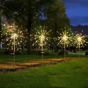 Solar Powered Outdoor Garden Lights,Copper Wire Solar Firework Lights 200 LED Sparklers Lights, Outdoor Waterproof Light for Yard Garden Flowerbed Party Holiday Decorations, Summer Home Supplies, Garden Accessories