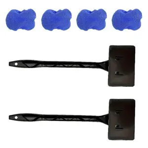 Car Windshield Cleaner Set, 2 Handles + 4 Washable Microfiber Pads, Ergonomic Design for Clear Vision, Reduces Blind Spots, Car Cleaning Supplies