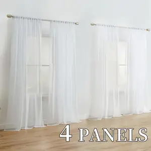 4-Piece Semi-Sheer Dreamy Curtains, Top Rod Pocket, Natural Filtering, Ethereal Decor Ambiance for Living Room, Bedroom, Study, UV Protection.