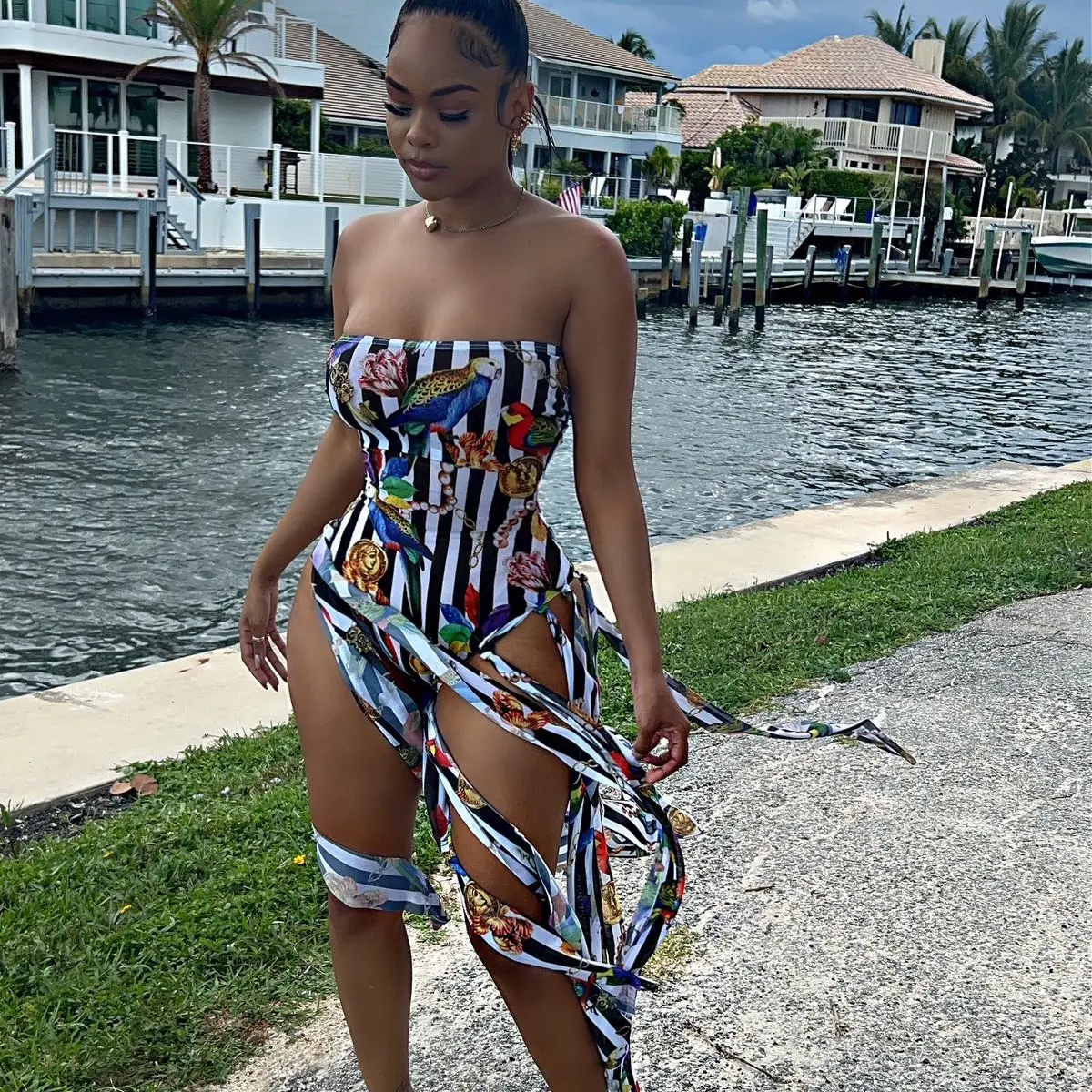 Thee Boutique Dolce' Summer Fringe Leotard Swimsuit