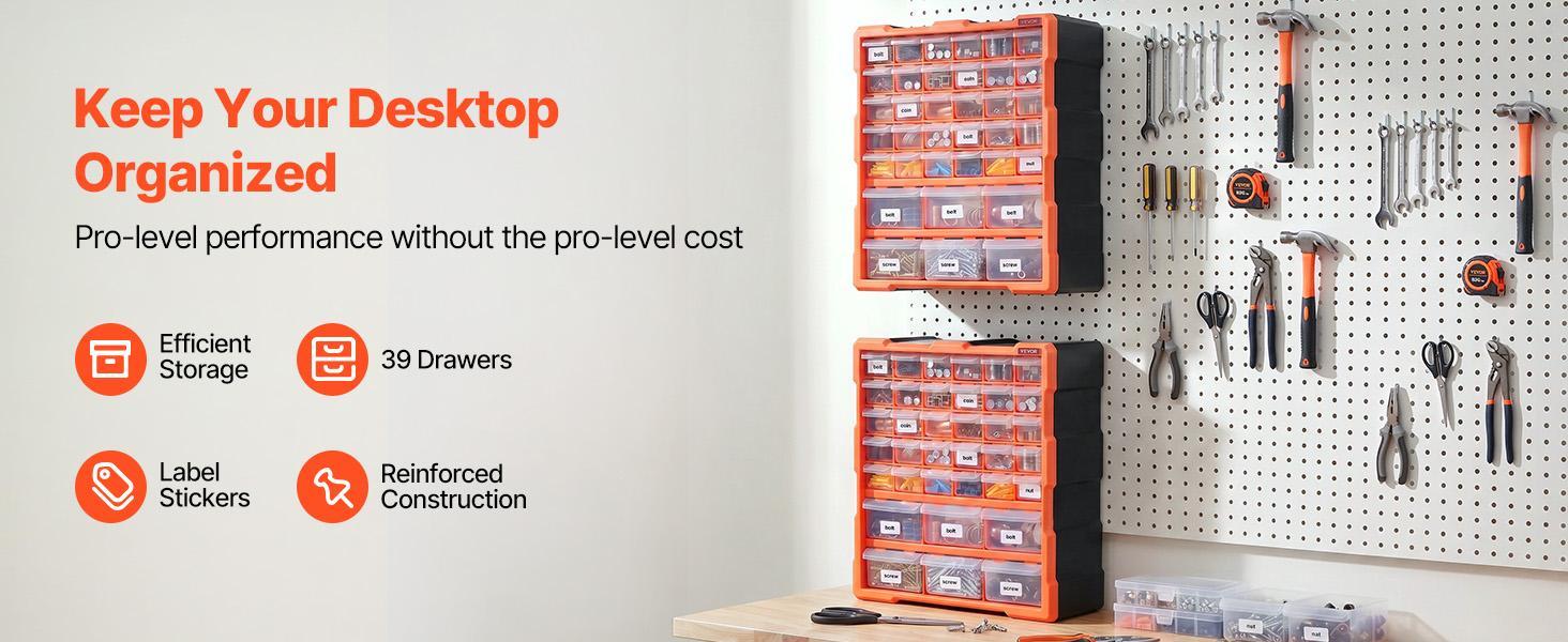 【BackToSchool】VEVOR 39-Drawer PP Plastic Drawer Storage Cabinet, Reinforced Structure, Label Stickers, Anti-Drop Stops, Stackable Slots, Wall-Mountable for Garage Small Parts, DIY Enthusiasts 【BackToSchool】VEVOR 39-Drawer PP Plastic Drawer Storage Cabinet, Reinforced Structure, Label Stickers, Anti-Drop Stops, Stackable Slots, Wall-Mountable for Garage Small Parts, DIY Enthusiasts