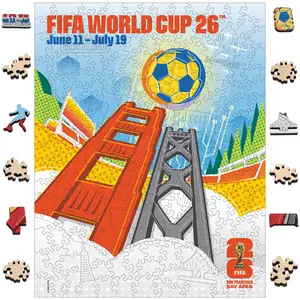 FIFA World Cup 2026 City Puzzle San Francisco Poster - Wooden Puzzles, 200 Pieces Unique Shape Puzzle, 5MM Thick, Creative Collectible Gift for Fans, Officially Licensed Product, 9.3x11.8''