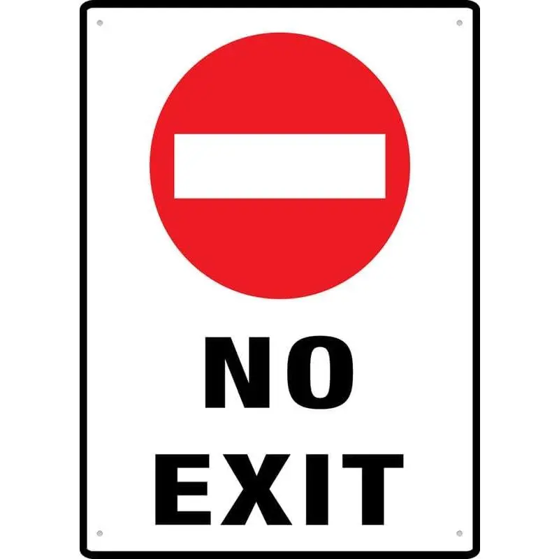 8x12in No Exit Aluminum Sign - 1 Pc Rust-Free, UV-Protected, Weatherproof, Fade-Resistant, Day and Night High Visibility, Reflective Film & Aluminum Plate Combo, 4 Pre-Drilled Holes for Home Supplies Decor