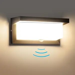 18W Motion Sensor Outdoor Security Wall Lamp Wired IP65 Aluminum LED Outdoor Motion Sensor Modern Wall Light Indoor Motion Lights for Outside Dusk to Dawn Outside Lighting Fixtures 110V