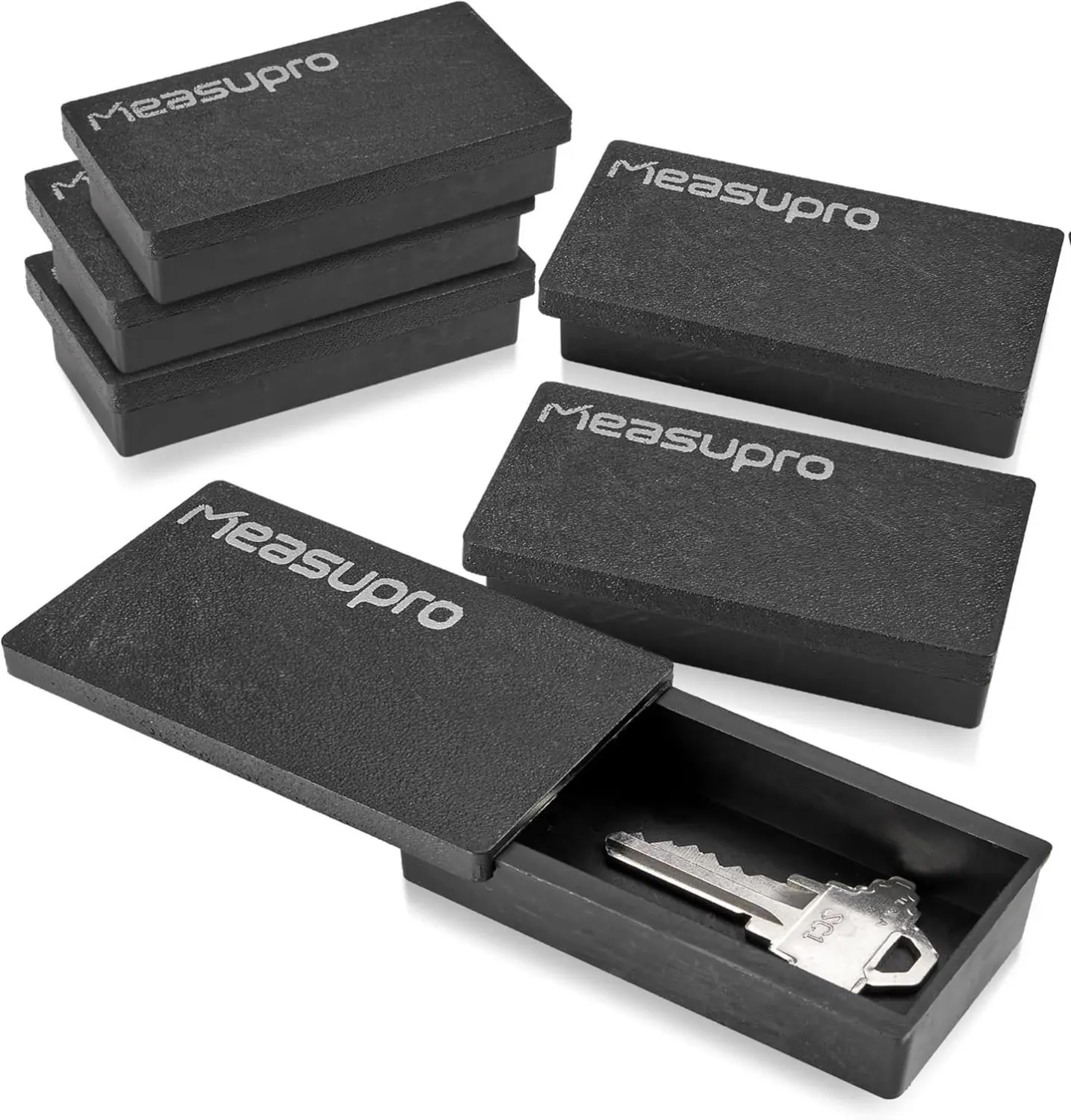 Magnetic Key Holder for Car 6 Pack - Under Car Spare Keys Hider Hide A Key for Your Car So You Never Lock Out Magnetic Key Plastic Boxes Store a Spare Key for Your Home Office - Rugged Black
