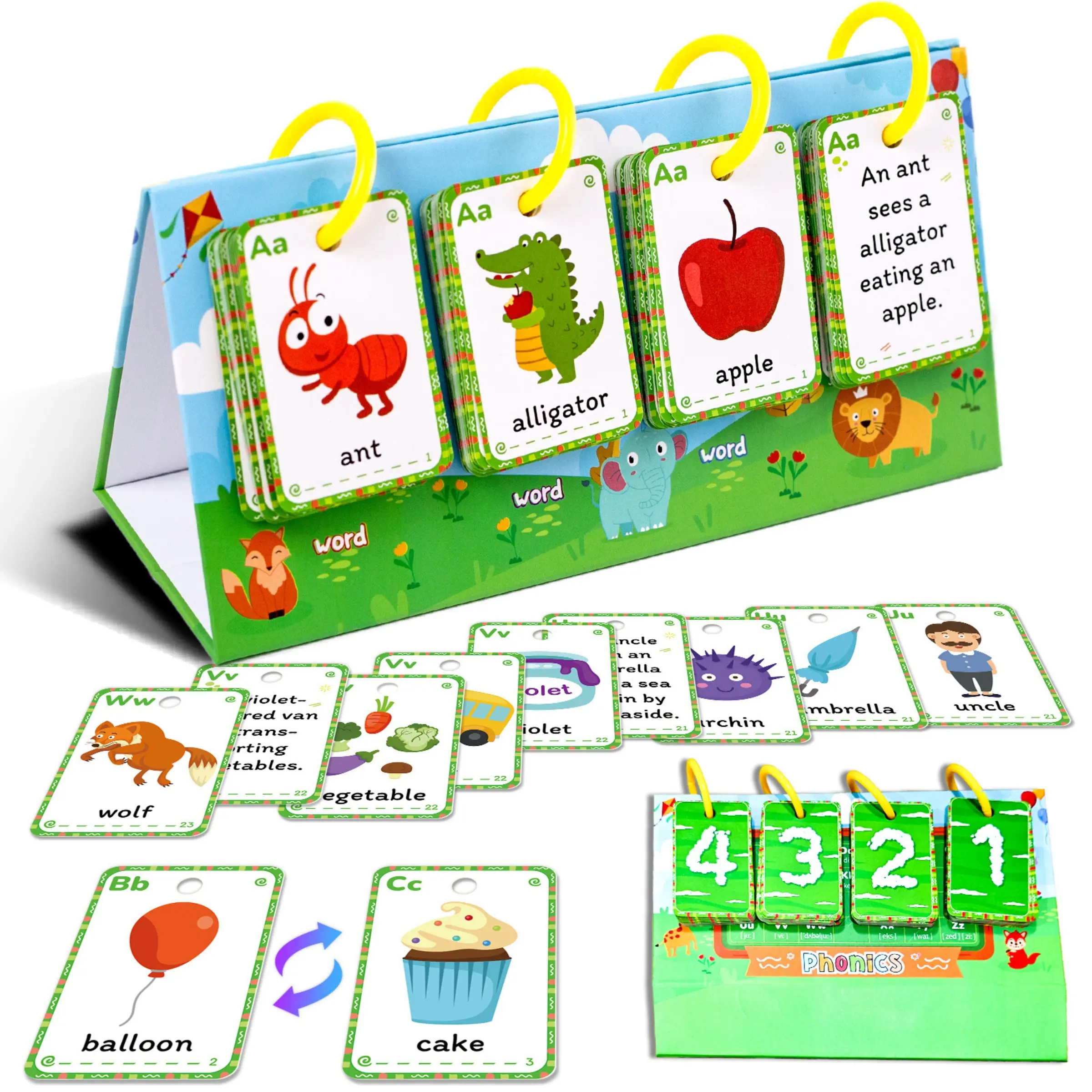 104 Phonics Word and Sentence Cards Educational Desk Toys, Illustrated Early Learning Tools for Parent-Child Interaction, Perfect Gift for Kids