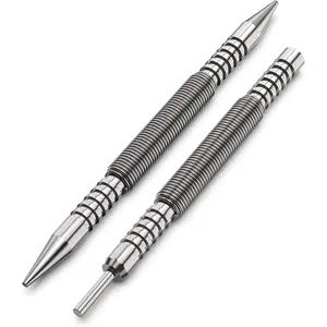 Spring Loaded Nail Set Tools,2-PCS Dual Head Nail Setter and Hinge Pin Punch Set, Hammerless 1/16u2033& 3/32u2033Spring Nail Set, Super Strong Force Door Pin Removal Tool