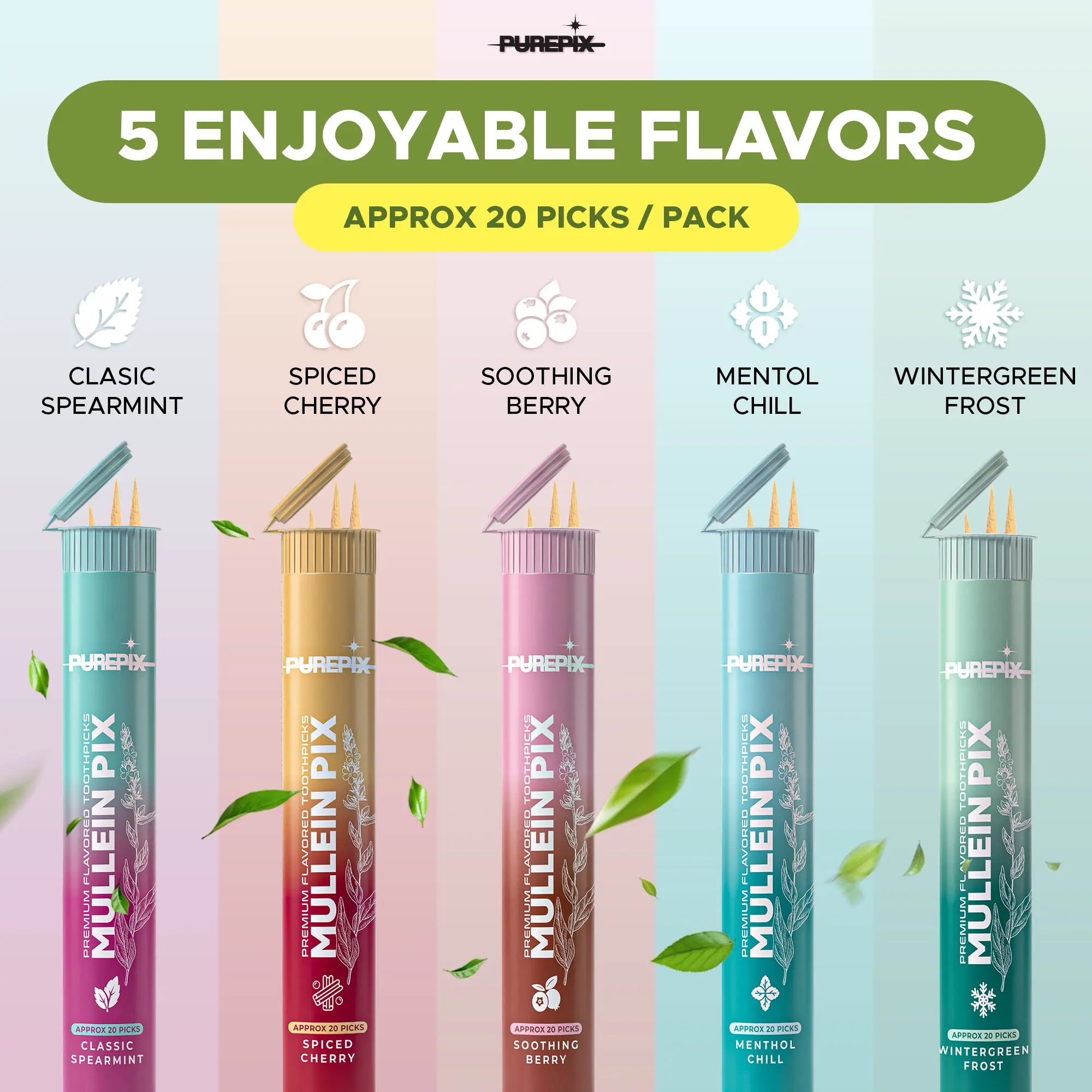mullein vape disposable Mullein Pix, Extra Thick Boosting Flavored Toothpicks with Mullein Leaf –  Natural Smoking Alternative – Lung Cleanse Support – Nicotine Free – 5  Flavor Kosher Vegan, Variety Pack, Proudly Made In USA