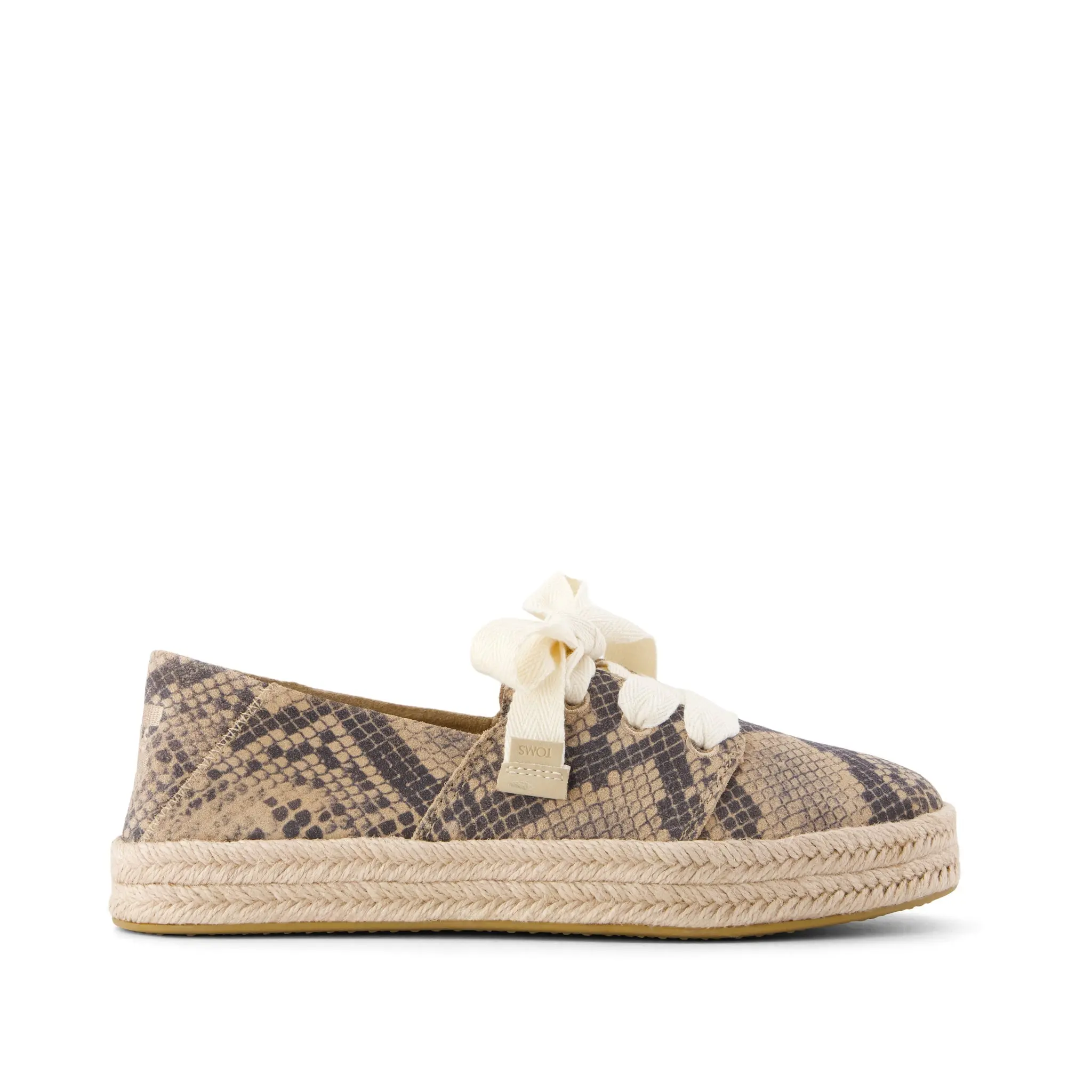 Womens Carolina Lace-Up Espadrille Taupe Snake Print Suede