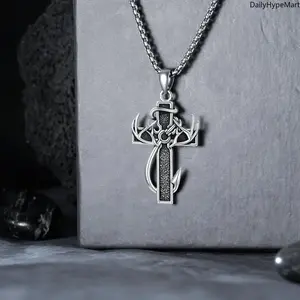 Cross-Antler Necklace with Christian Bible Verse Pendant