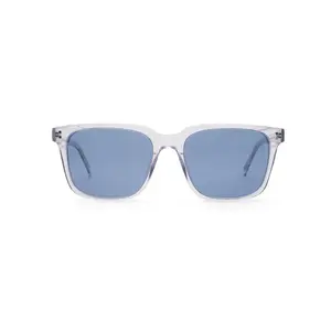 LUMIRA Lonnie Men's Crystal Blue UV400 Square Plastic Sunglasses - Lightweight Unisex Modern Tinted Lens Eyewear, Fashion Accessories, Square Glasses trendy