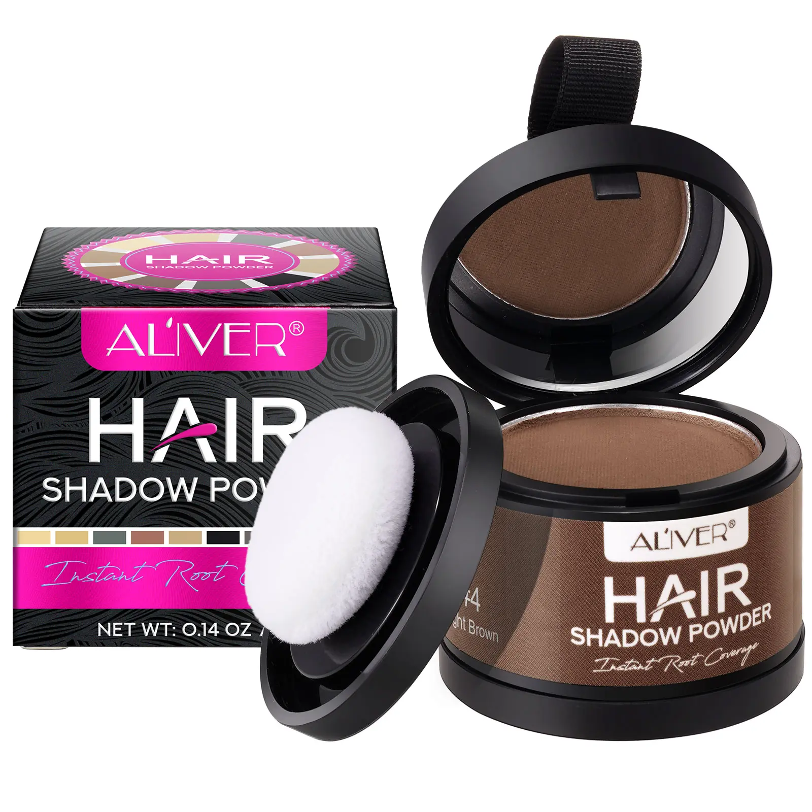 Aliver Instant Hairline Shadow Solid Powder - #1 Black Mini Pack Haircare Product for Gray Hair Coverage, Root Touch Up, Full Airy Volume Boost, Adults, Grey Hair Coverage, Gray Hairs