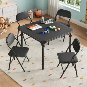3-Piece/5-Piece Set Folding Table and Chairs Set, Kids Activity Table and Chairs Set for Dining Room, Classrooms, Daycare