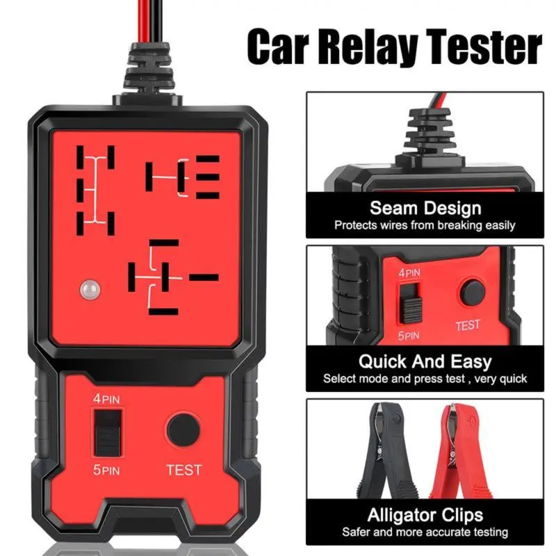 12V Universal Car Automotive Relay Tester, Portable Battery Diagnostic Checker Tool with LED Indicator & Relay Connector, Tools and Gadgets for Vehicle Electrical Testing