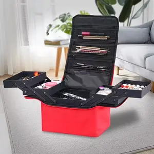 Professional Makeup Case Bag, 3-Layer Cosmetic Organizer Box, Larger Capacity Cosmetic Storage Case, Make Up Tools, Essential Beauty Accessory