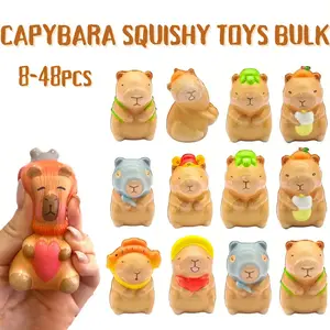 8-48PCS Capybara Squishy Fidget Squishy Gifts Capibara Stress Relief for Class Prizes Birthday Party Favors(8 style)