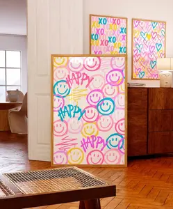 Bright Colorful wall art Preppy Happy poster Girly room decor For teens Funky College dorm decor Cute nursery decor Classroom