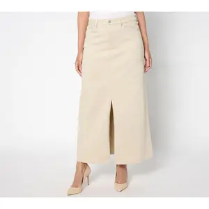 NYDJ High Rise Long Denim Skirt w/ Slit - Feather