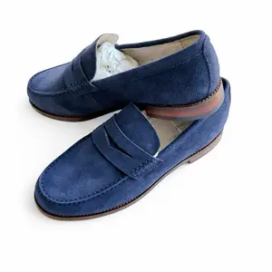 Men’s Banana Republic Suede Penny Loafers Navy Size 9.5 Classic Dress Shoes New With Tags