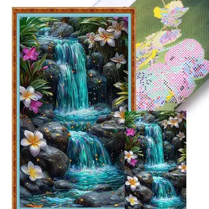 Waterfall Printed Cross Stitch Kit 40x70cm DIY 11CT Thread Art Needlework Decor