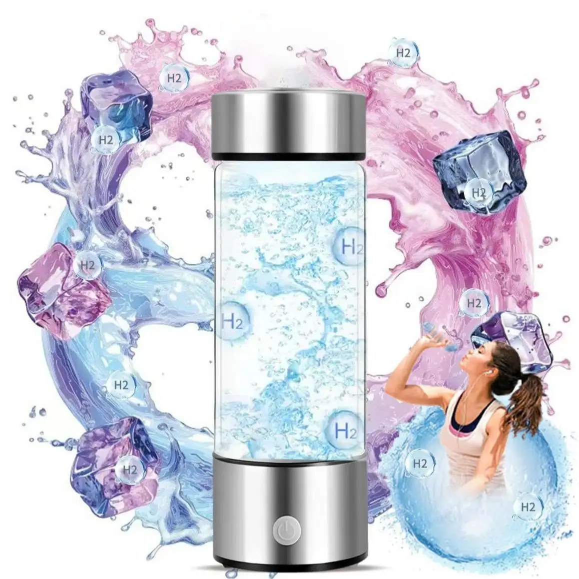 Portable Hydrogen Water Bottle Generator, 1 Count USB Rechargeable Stainless Hydrogen Water Ionizer, Drinking Supplies for Home Office Travel