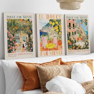 Modern Italy Travel Poster, 3 Counts/set Wooden Framed Modern Italy Travel Poster, Waterproof Canvas Wall Art, Wall Decor for Bedroom, Living Room, Ornaments, Decoration, Artistic