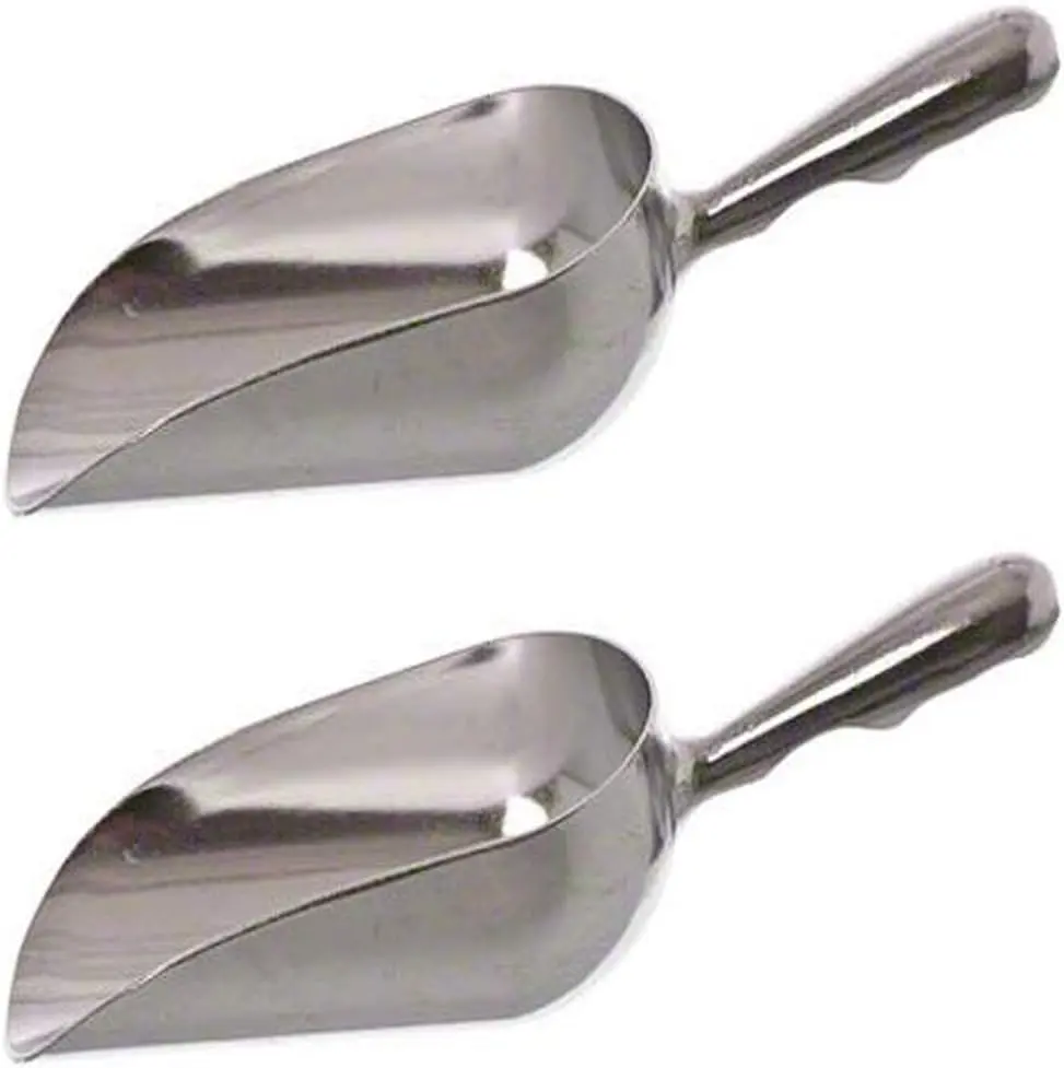 SET OF 2, 12 Oz. (Ounce) Bar Ice Scoop, Dry Bin Scoop, Dry Goods Scoop, Candy Scoop, Spice Scoop, Cast Aluminum