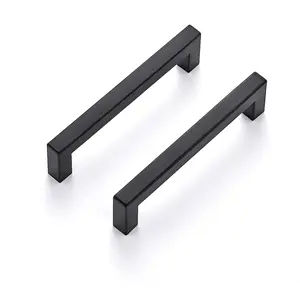 30 Pack 5 Inch Matte Black Square Kitchen Cabinet Handles Pulls Drawer Hardware for Cabinets Cupboard