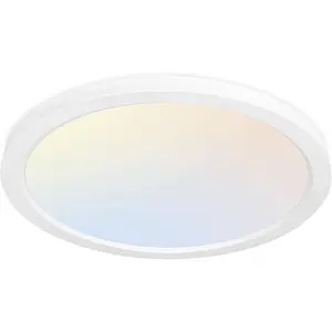12 Inch Selectable CCT LED Round Flat Panel Light, 24W 3000K/4000K/5000K, Edge-Lit Flush Mount Ceiling Light Fixture for Kitchen, Bedroom, Laundry and Closet Room, White