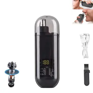 Nose Hair Trimmer for Men, Rechargeable Trimmer, Painless Eyebrow Facial Hair Shaver, LED Display Nose Clipper, Waterproof Dual Edge Blades Clipper for Easy Cleaning
