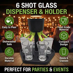 6 Shot Glass Dispenser & Holder, Shots Game Accessories, 1 Set Multifunctional Shot Dispenser with 6 Glasses, Creative 6 Shot Glass Dispenser And Holder, Fair Pouring Dispenser, Cocktail Dispenser for Outdoor Party & Bar