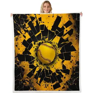 Baseball Flannel Throw Blanket Twin Sports Game Plush Blanket for Bed Sofa Couch Baseball Gaming Sherpa Blanket Ball Fuzzy Blanket Blanket