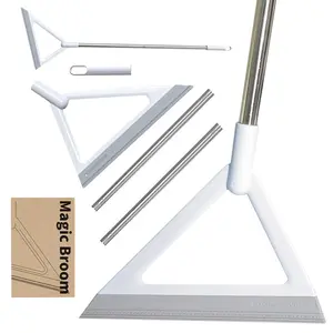 Magic Broom, 1 Count Stainless Steel Design Squeegee Silicone Sweeping Broom for Kitchen, Bathroom, Glass Windows, Pet Hair, Water