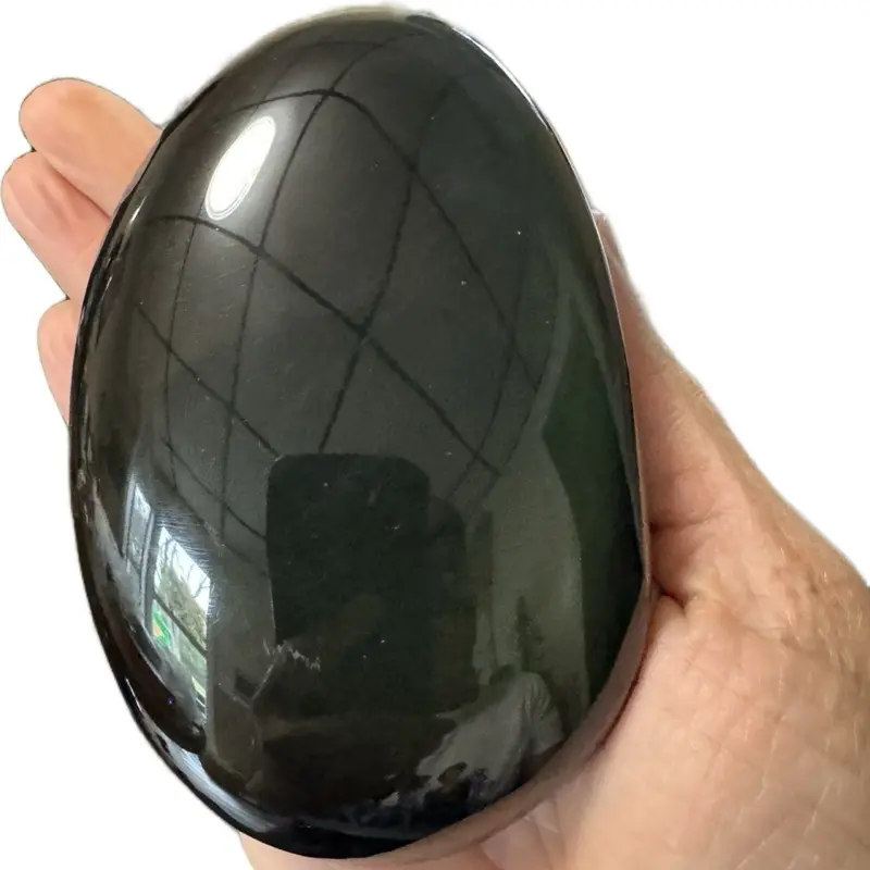 Lela's GemStones Green Sheen Freeform Protection Stone Collector Piece 1.42lbs Polished Mirror Finish Natural One-of-a-Kind decor decoration rainbow obsidian crystal rock shop gemstone treasures