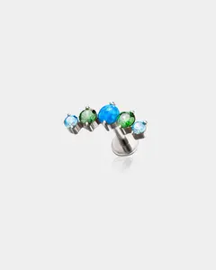 Opal & CZ Internally Threaded Titanium Cartilage Stud