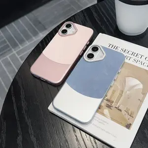 Flannel Double Color Phone Case for iPhone 16 Series, Luxury Matte Shockproof Protective Cover with Camera Lens Protection