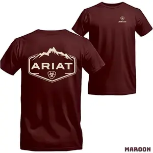 Ariat Mountain Badge Tshirt Western Ranch & Outdoor Adventure Graphic Tee For Cowboys & Country Living Tropical Crewneck Casual