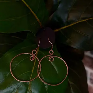 Handmade pure copper wire hoop earrings