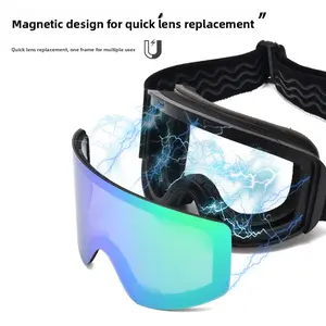 Ski goggles Magnetic suction double-layer anti-fog cylindrical ski glasses equipped with snow goggles
