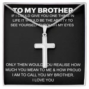 Gift for Brother from Sibling- Cross Necklace-Best Brother Ever Gift