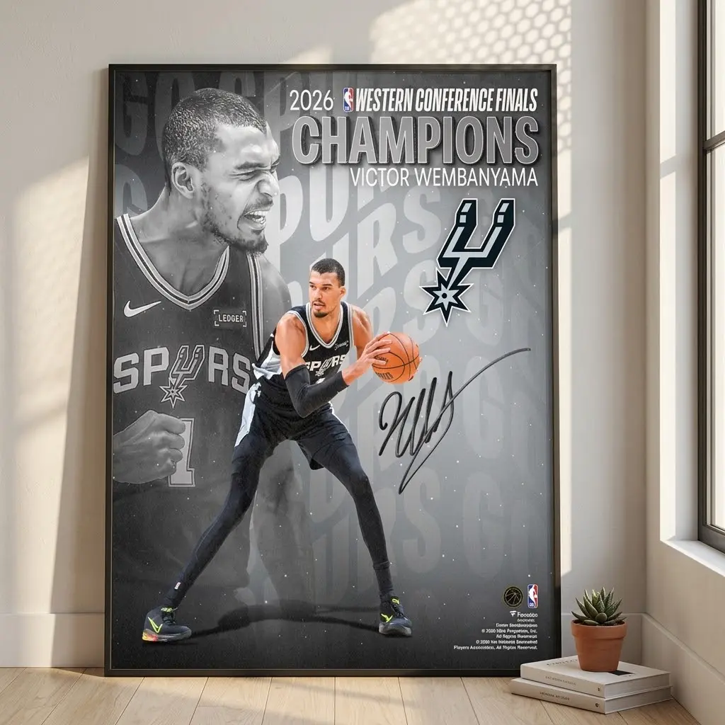Victor Wembanyama San Antonio Spurs Authentic 2026 NBA Western Conference Poster, No Frame