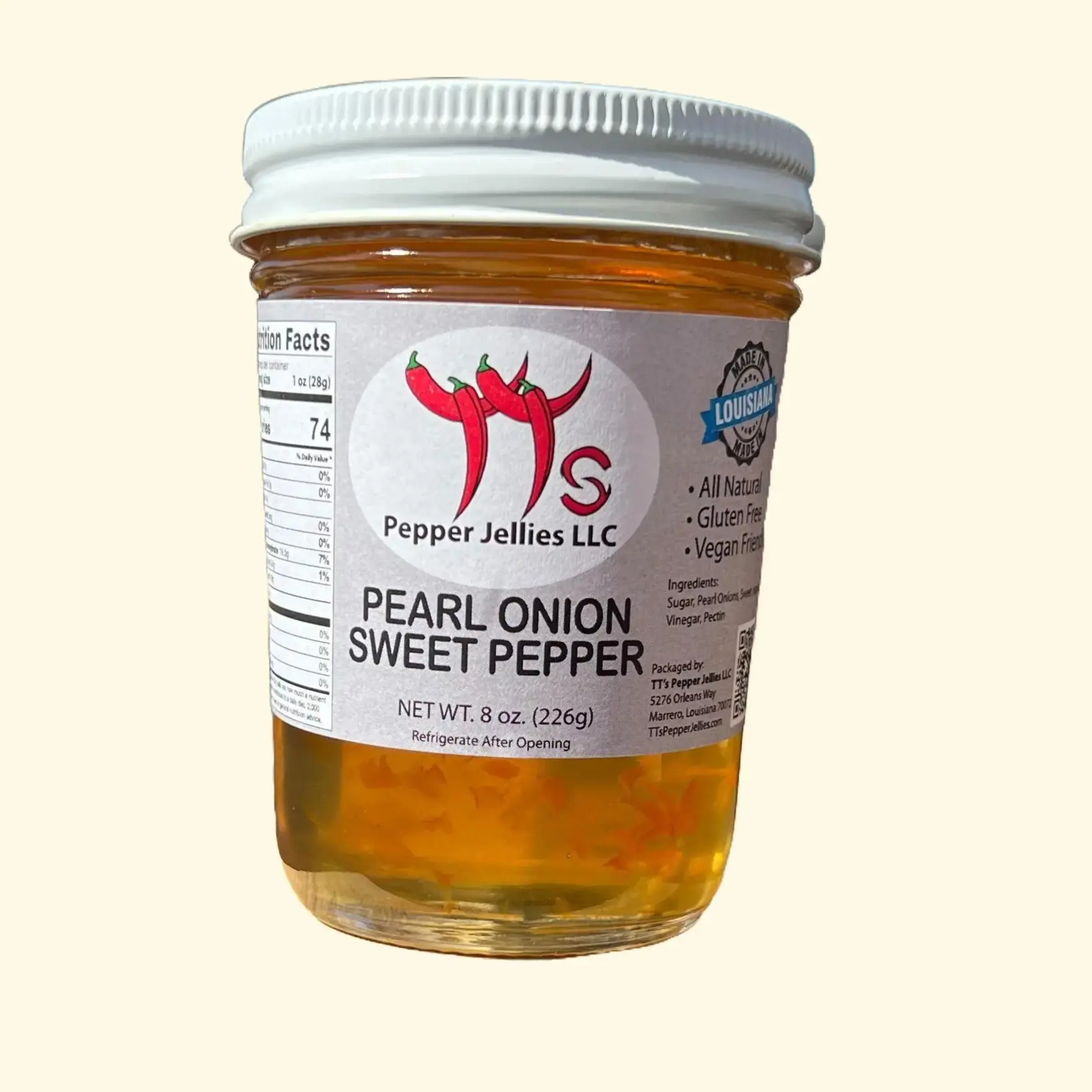 Pearl Onion & Sweet Pepper jelly - This surprising twist on traditional pepper jelly gives those who are not so much in spicy foods a fantastic flavor all their own!