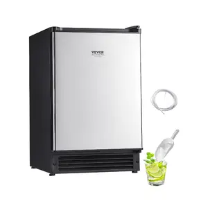 VEVOR Undercounter Built-in Ice Maker, 15 Lbs/Day Under Counter Ice Maker Machine with Reversible Door Stainless Steel, Freestanding Ice Maker for Commercial Home Kitchen, No Drain Required